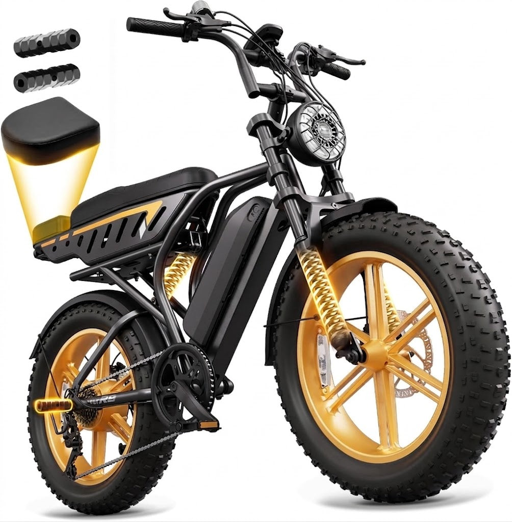 🔥 Bicicleta Elétrica para Adultos, Bateria de 48V 15Ah, Motor com Potência Máxima de 1500W, Pneus Fat Tire 🔥