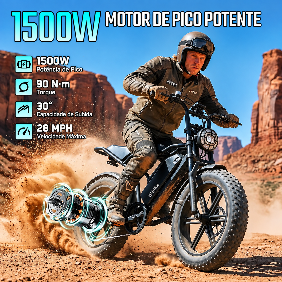 🔥 Bicicleta Elétrica para Adultos, Bateria de 48V 15Ah, Motor com Pico de 1500W, Pneus Fat 🔥