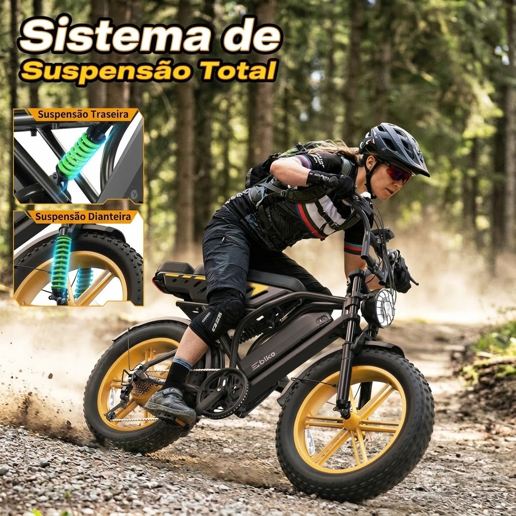 🔥 Bicicleta Elétrica para Adultos, Bateria de 48V 15Ah, Motor com Potência Máxima de 1500W, Pneus Fat Tire 🔥
