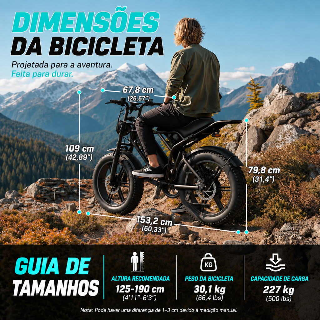 🔥 Bicicleta elétrica para adultos, 1500 W, bateria de 48 V 15 Ah, pneus largos de 20" 🔥
